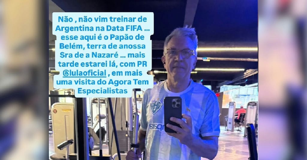 Padilha mostra camisa do Paysandu antes de agenda com Lula em Belém