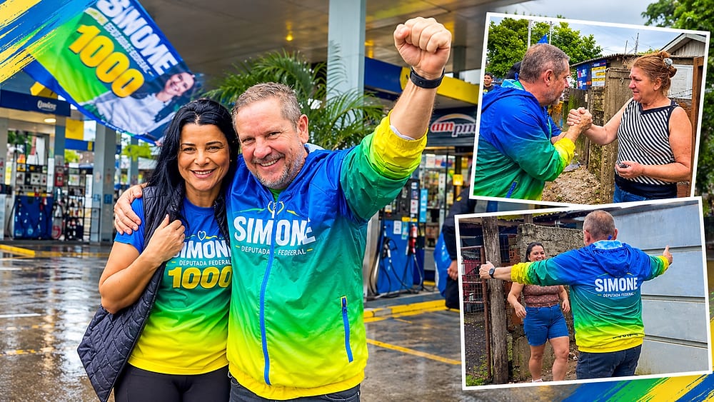 Prefeito Heliomar Franco faz campanha porta a porta para a esposa Simone Dutra
