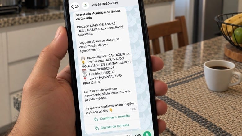 Prefeitura de Goiânia anuncia envio de mensagem para confirmação de agendamento para consultas especializadas