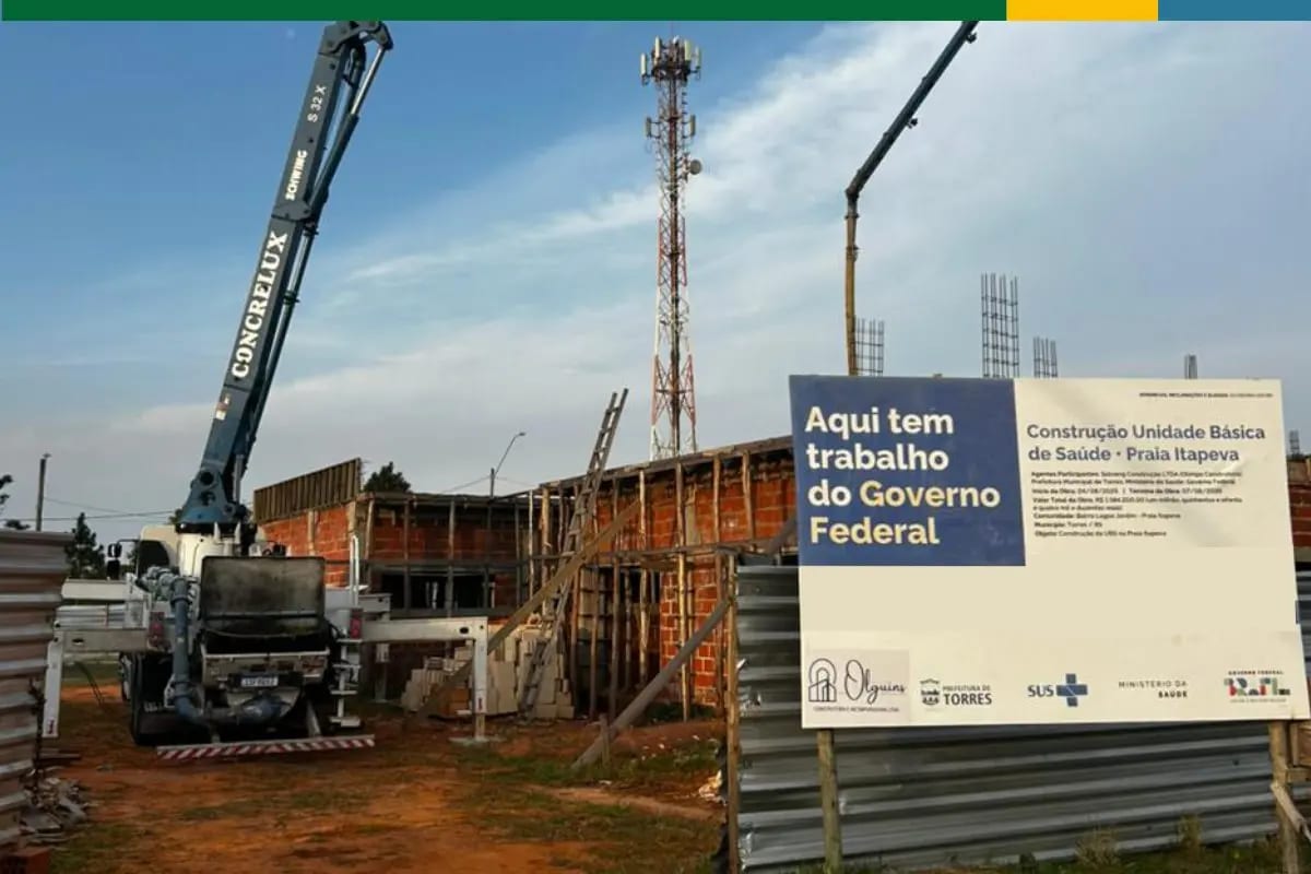 TORRES: Obra da nova Unidade Básica de Saúde da Itapeva avança com concretagem da laje