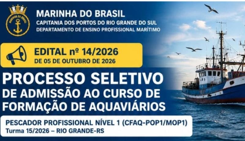 Marinha tem inscrições abertas para curso de Pescador Profissional Nível 1 até dia 14