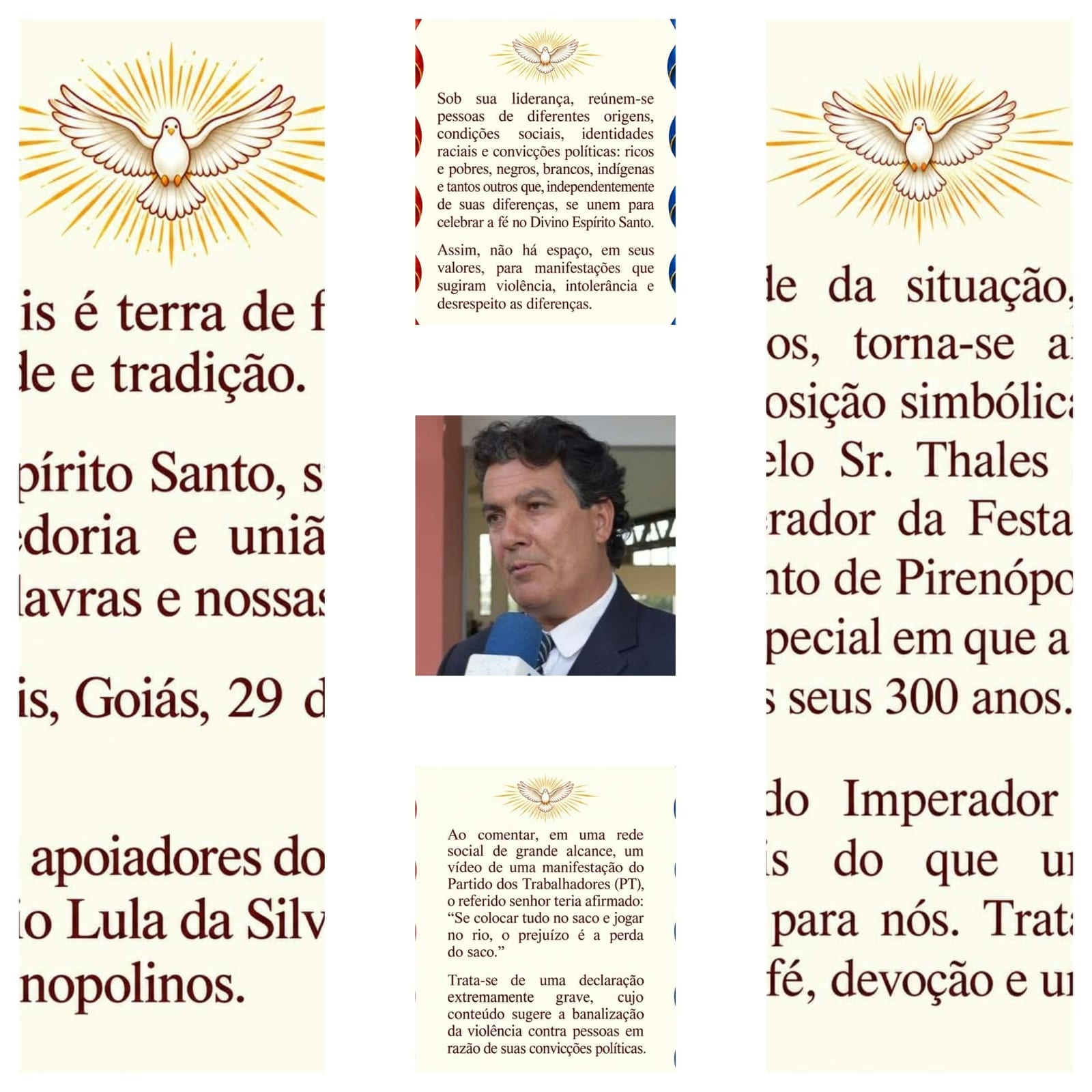Eleitores e apoiadores do presidente Lula, em Pirenópolis, publicaram Carta Aberta de repúdio a declarações de vice-pres