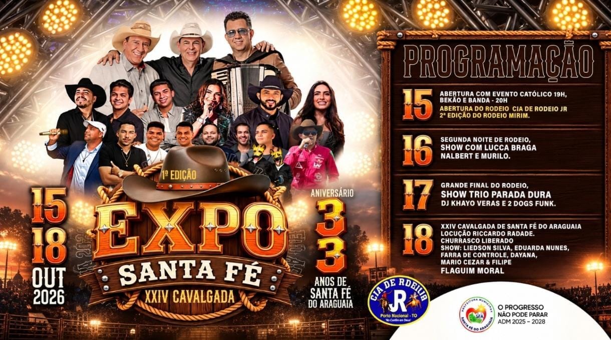 Com atração nacional, Santa Fé do Araguaia entra no circuito dos grandes eventos do agro no TO com a 1ª Expo Santa Fé