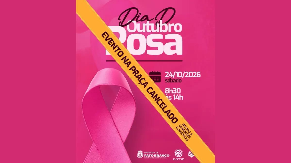 Chuva cancela ação do Outubro Rosa na praça em Pato Branco