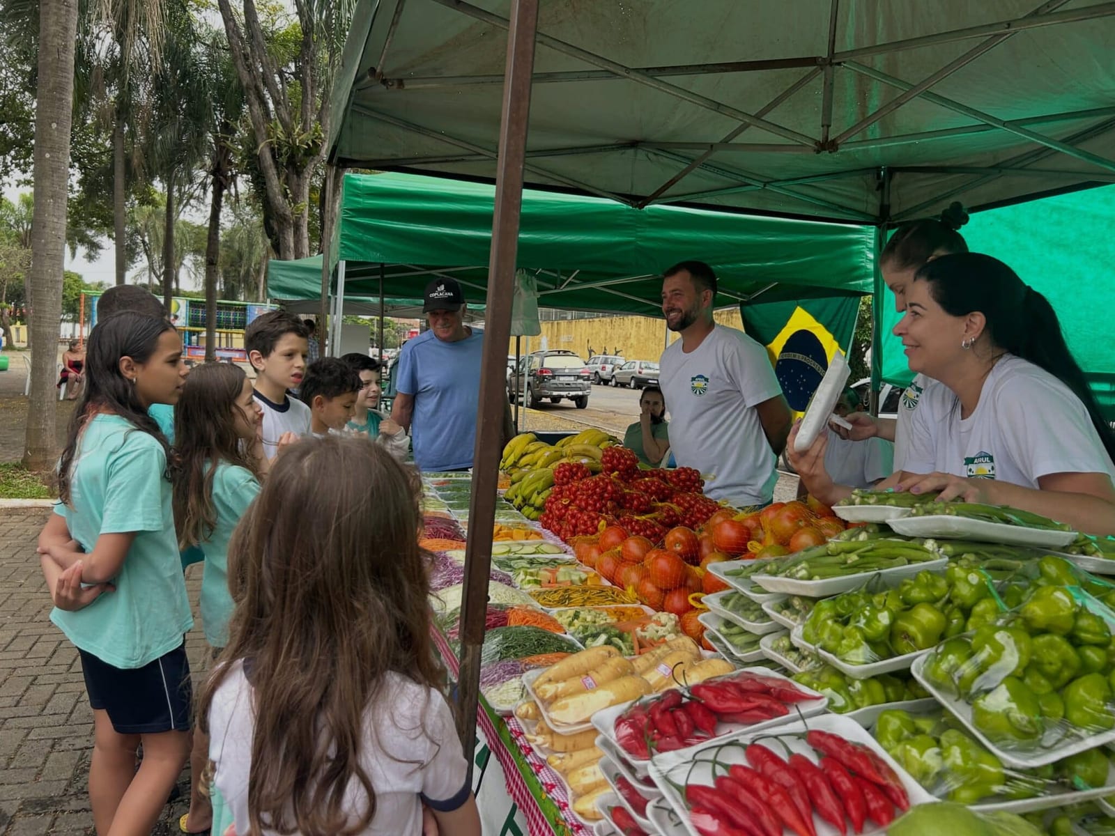 Crianças aprendem a combater o desperdício de alimentos durante visita à feira em Leme, SP
