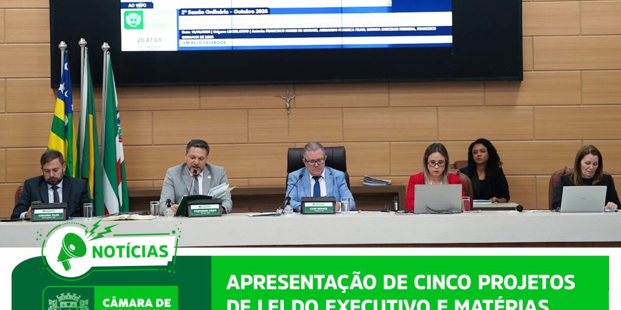 Câmara de Rio Verde recebe cinco projetos do Executivo em 20 de outubro
