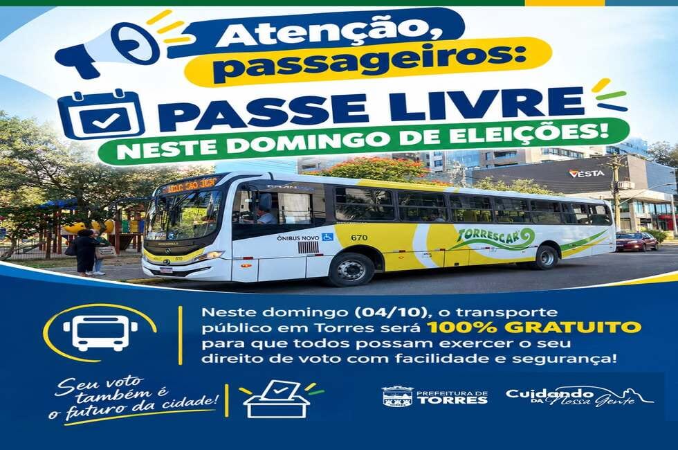 Torres terá transporte público gratuito no domingo de votação
