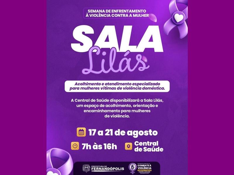 Sala Lilás atende mulheres vítimas de violência na Central da Saúde