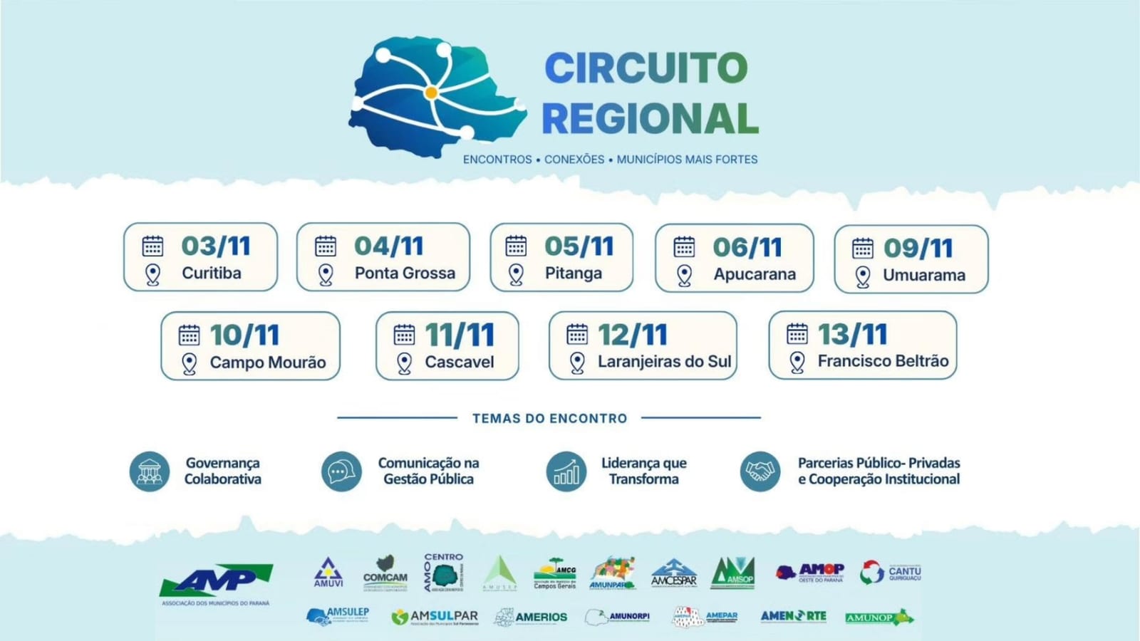 Com o apoio das 19 associações regionais, a AMP promoverá Circuito Regional e entregará às prefeituras kits pedagógicos