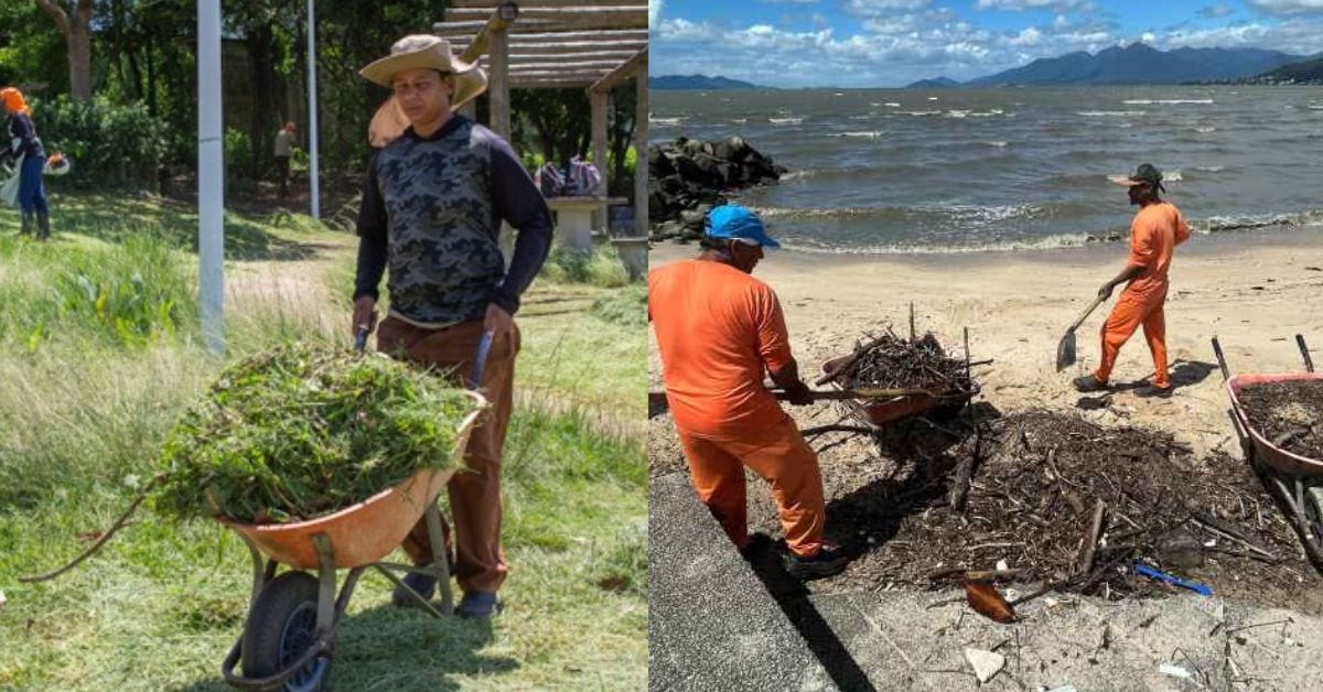 São José reforça limpeza da Beira-Mar após maré alta e leva equipes a quatro bairros