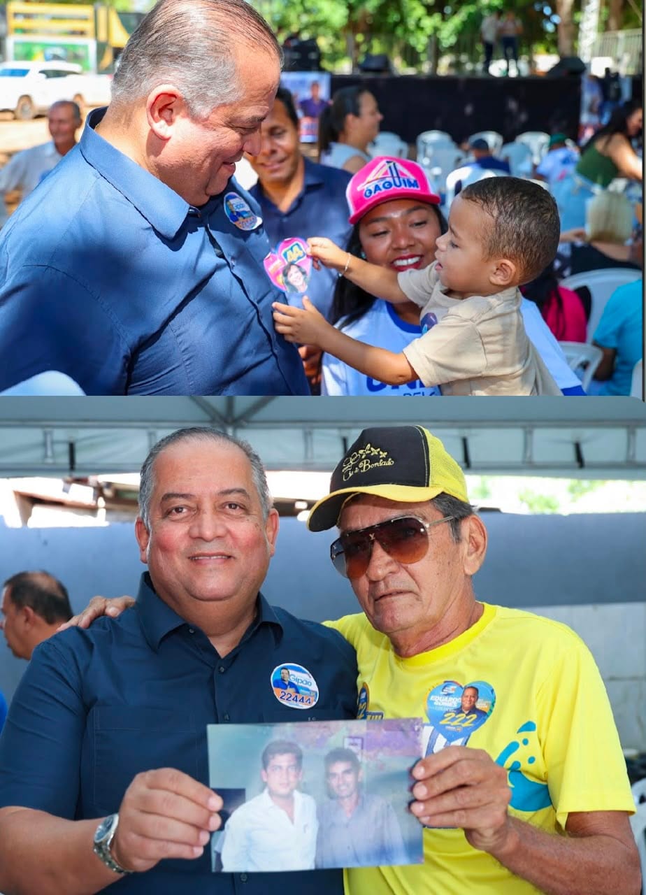 Eduardo Gomes inicia campanha em Piraquê com reencontro e foto de 25 anos