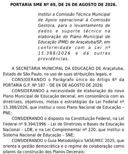Araçatuba cria comissão para monitorar Plano Municipal de Educação