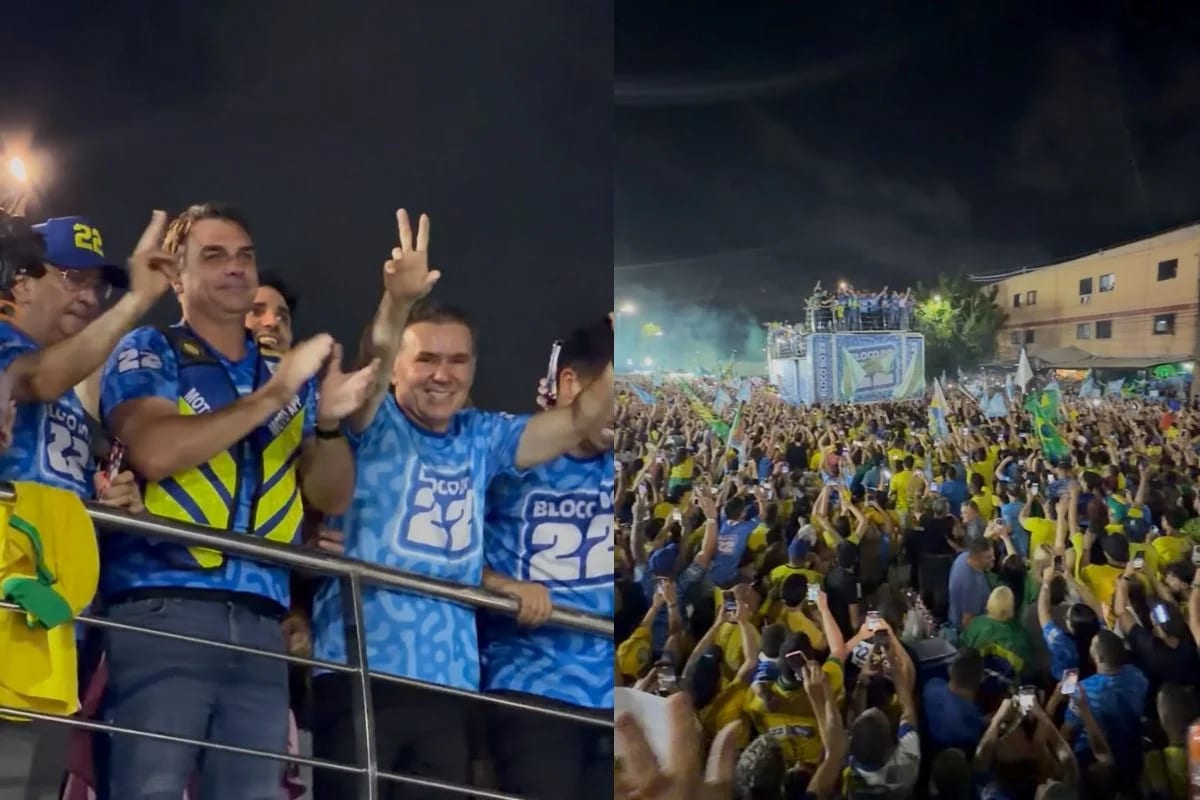 Flávio Bolsonaro reúne multidão em comício no Castelão, em Fortaleza
