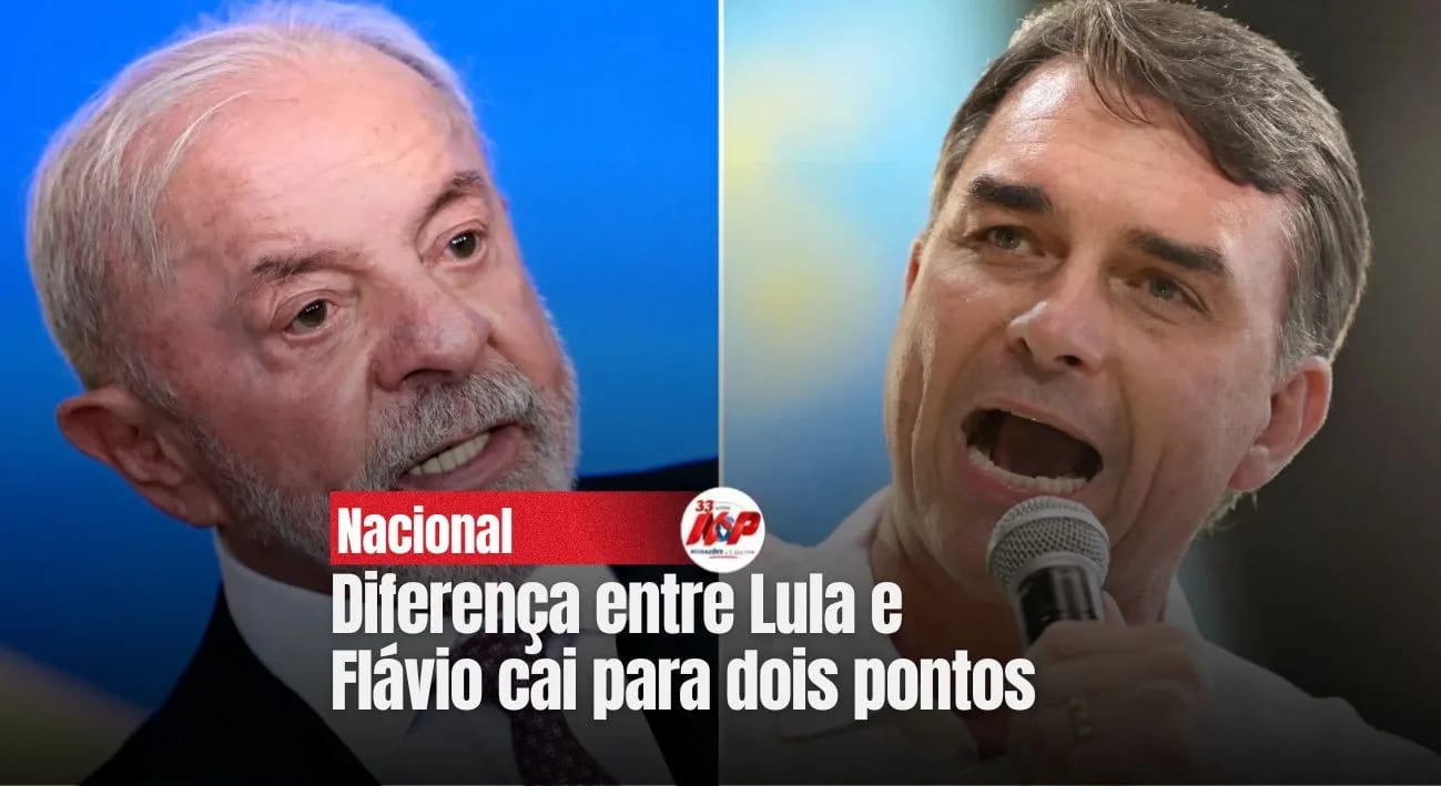 Diferença entre Lula e Flávio cai para dois pontos