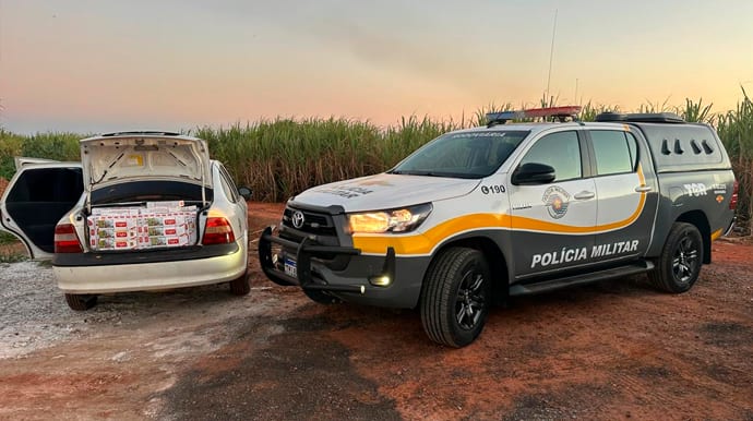 Contrabandista tenta fugir da polícia, abandona carro em mata e é preso com 17 mil maços de cigarros em Quatá