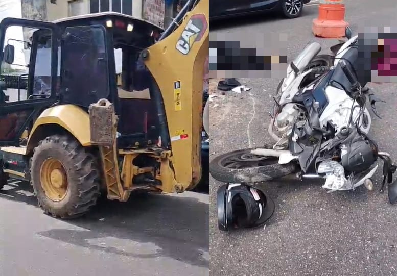 Casal sofre ferimentos graves em colisão entre motocicleta e trator em Ananindeua