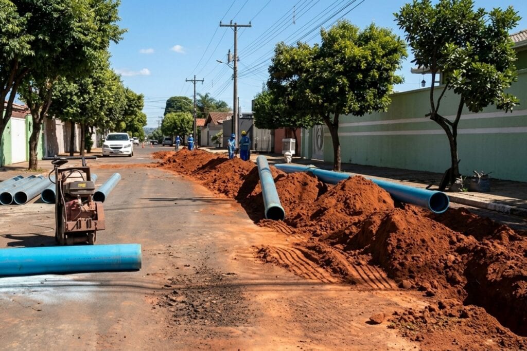 Vereador Lucas Freitas vistoria obras de água e esgoto em Porangatu