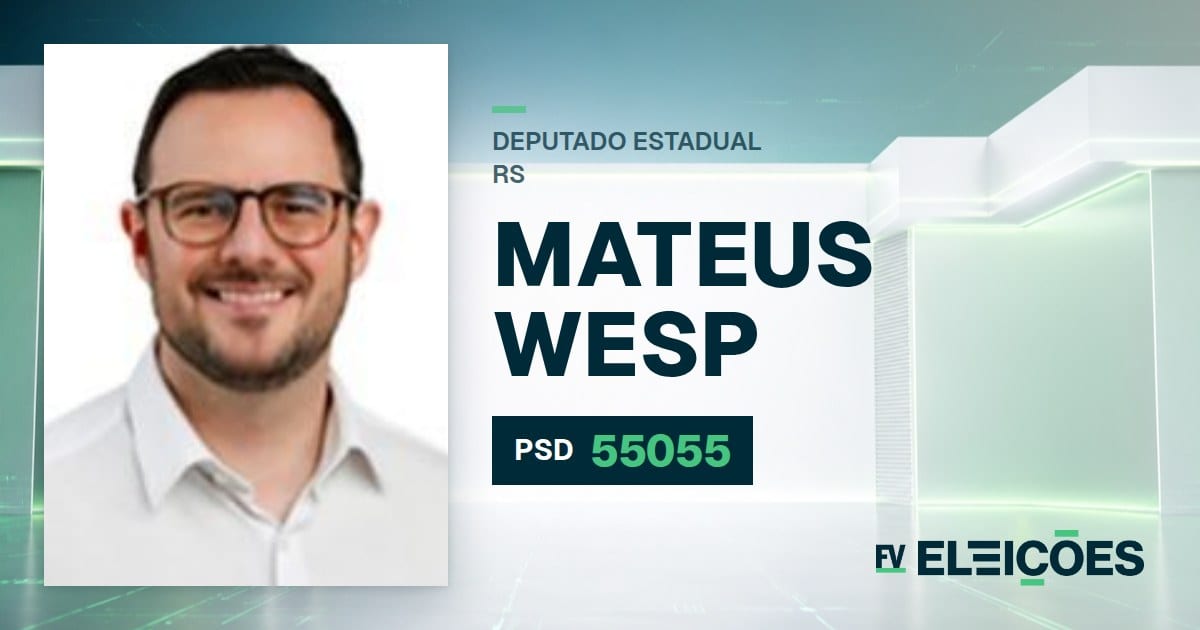 Mateus Wesp (PSD), número 55055, candidato a deputado estadual no RS