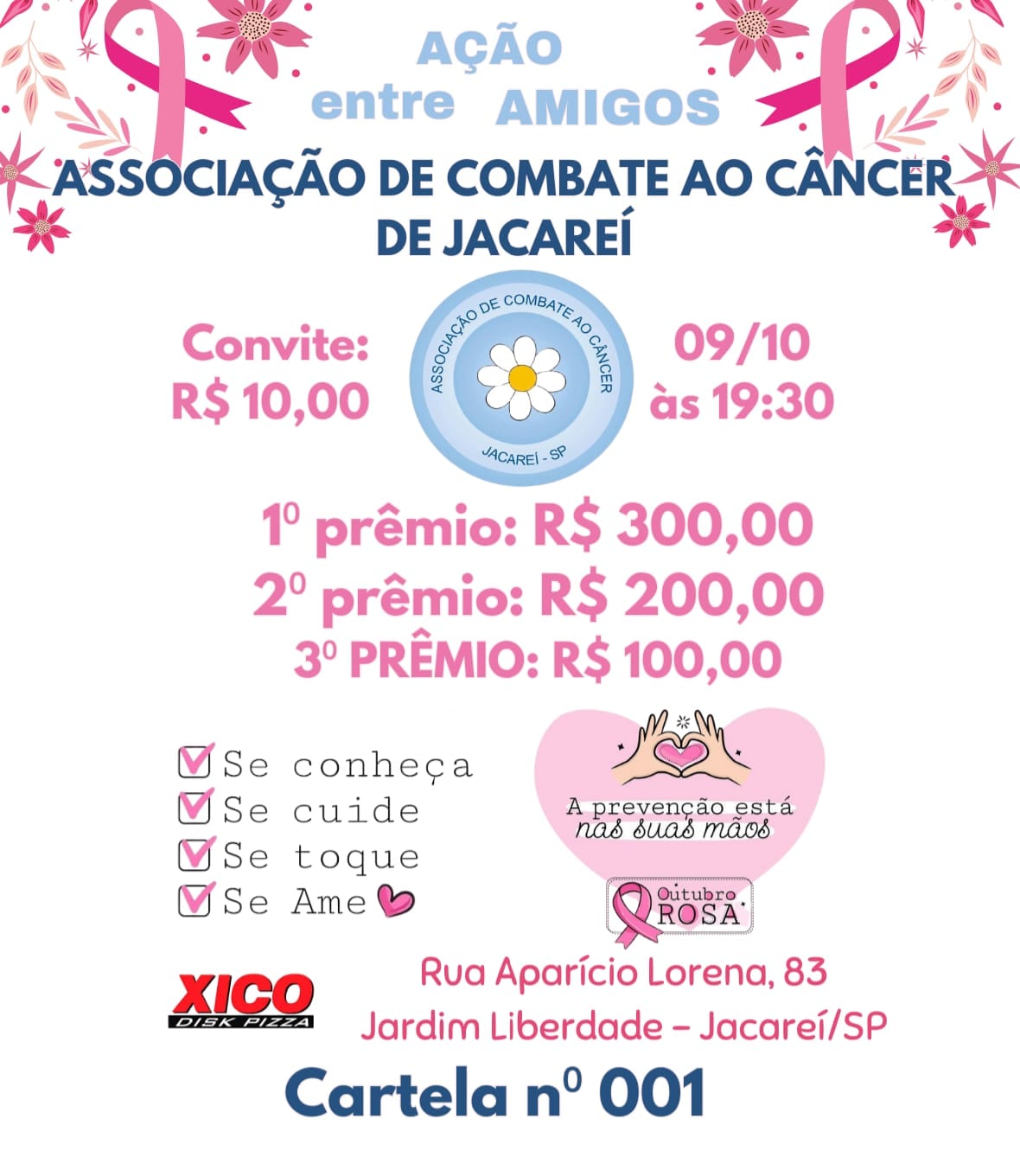 A Associação de Combate ao Câncer de Jacareí realiza nesta sexta-feira (9) “Ação entre Amigos”