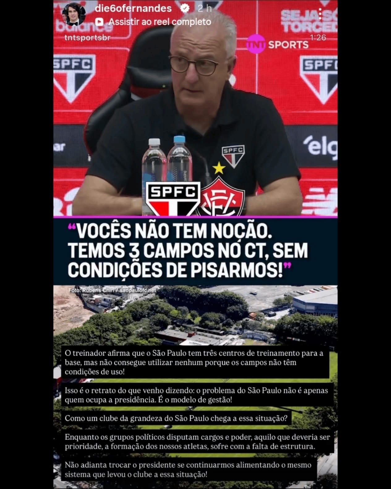 Diego Fernandes critica modelo de gestão do São Paulo após treinador reclamar de campos do CT: "Não adianta trocar o pre