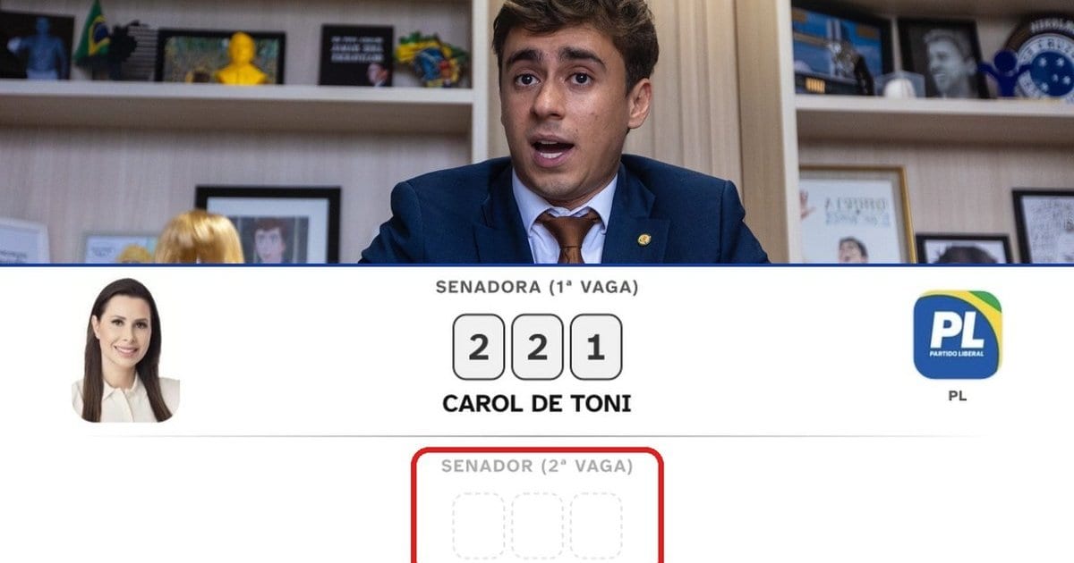 Nikolas publica 'colinha' em SC e deixa segunda vaga ao Senado em branco