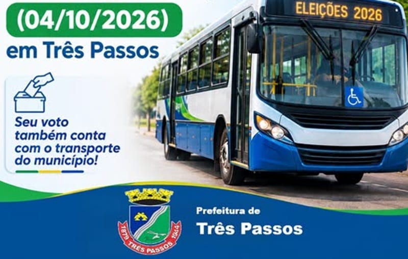 Três Passos terá transporte urbano gratuito para eleitores em 4/10/2026