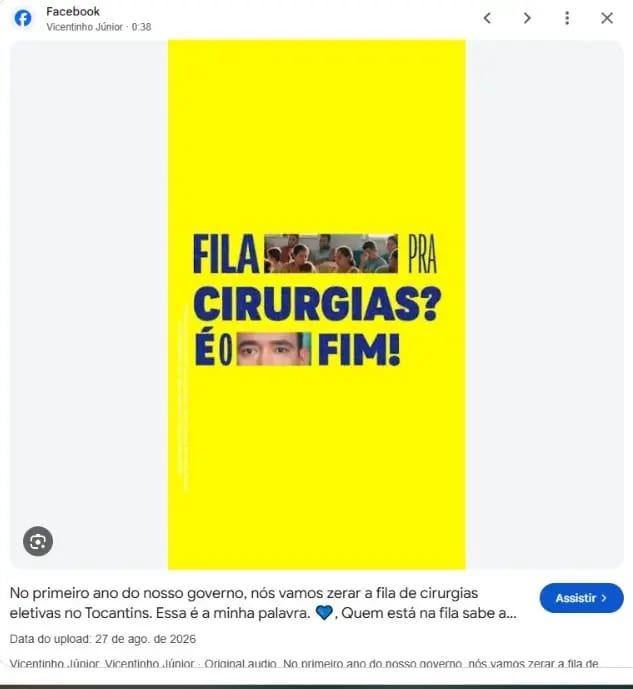 Vicentinho anunciou zerar filas; depois disse “saúde não se zera” na TV