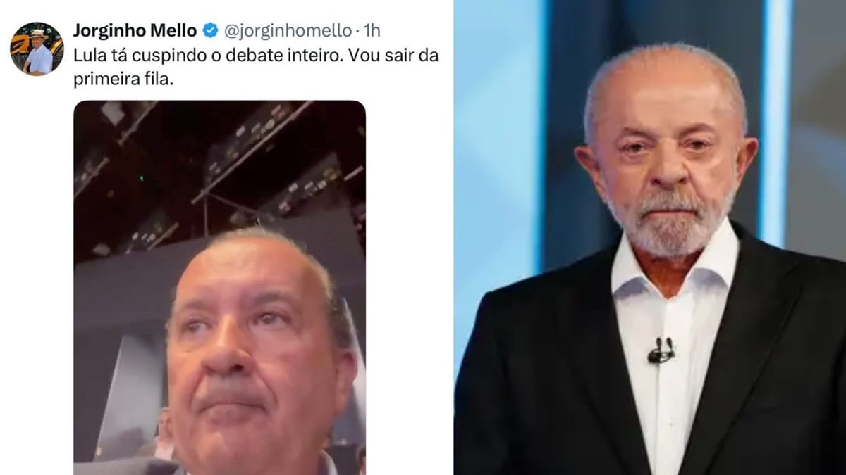 Jorginho Mello ironiza Lula na plateia da Globo: “Tá cuspindo o debate inteiro. Vou sair da primeira fila”