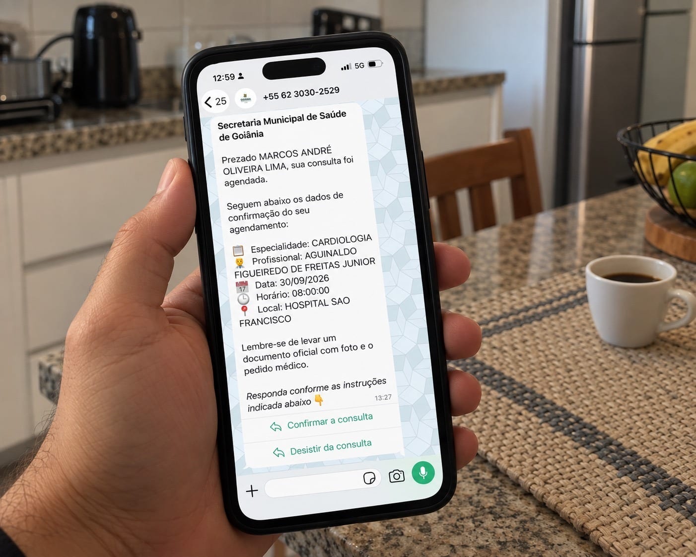 Prefeitura de Goiânia anuncia envio de mensagem para confirmação de agendamento para consultas especializadas