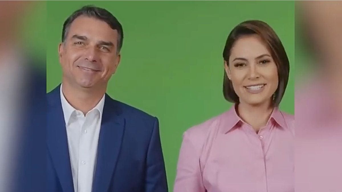 Flávio e Michelle publicam vídeo com jingle eleitoral nesta quarta (19.ago.2026)