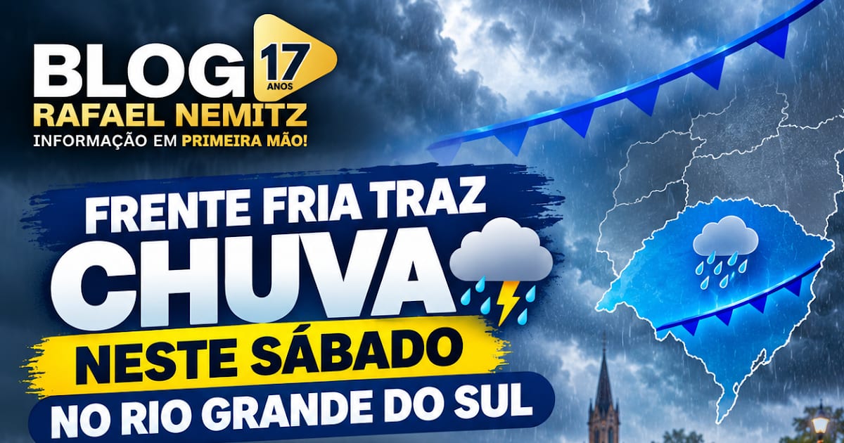 Frente fria traz chuva neste sábado no RS