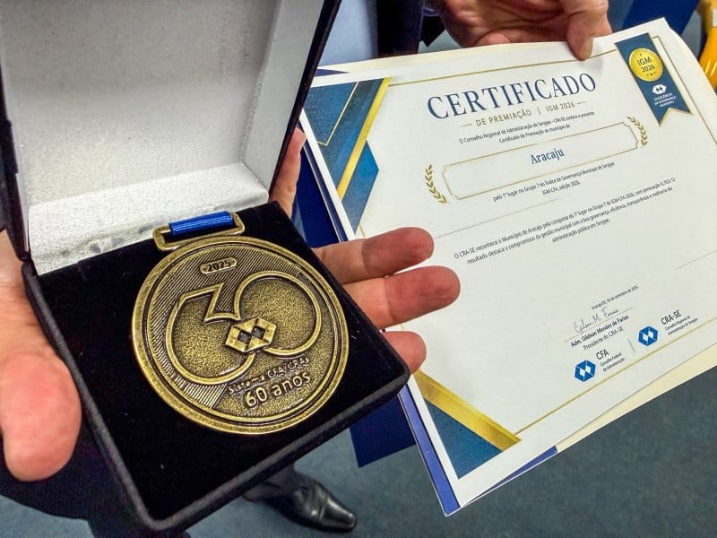 Aracaju recebe prêmio de excelência em governança municipal pelo 2º ano