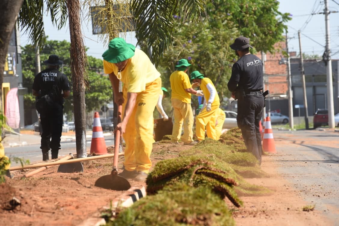 Prefeitura de Aparecida amplia paisagismo com mão de obra de reeducandos
