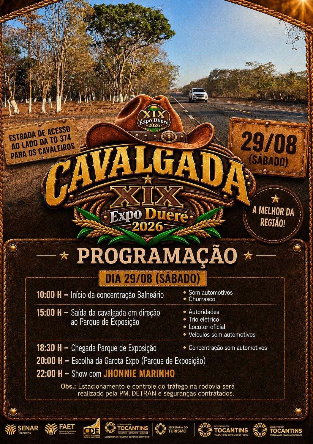 CAVALGADA DIA 29 DE AGOSTO (HOJE) EM DUERE, TODOS CONVIDADOS – XIX EXPO DUERE 2026