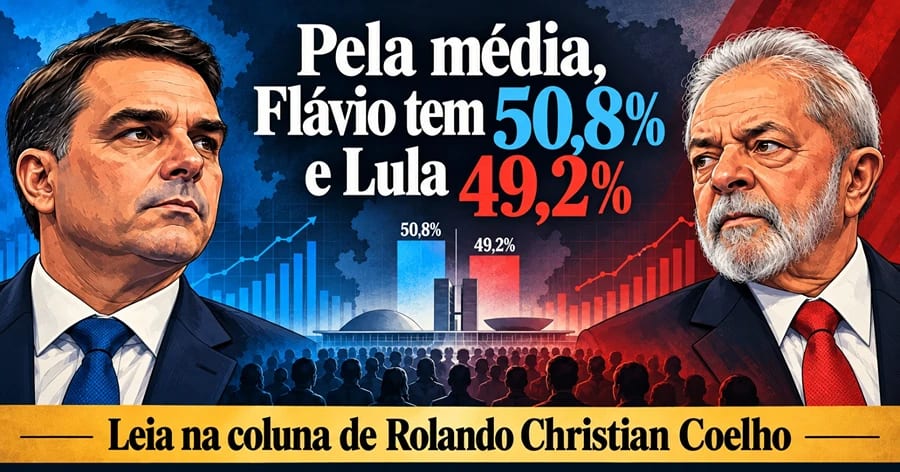 Média de 15 pesquisas: Flávio 50,80% e Lula 49,20% dos votos válidos