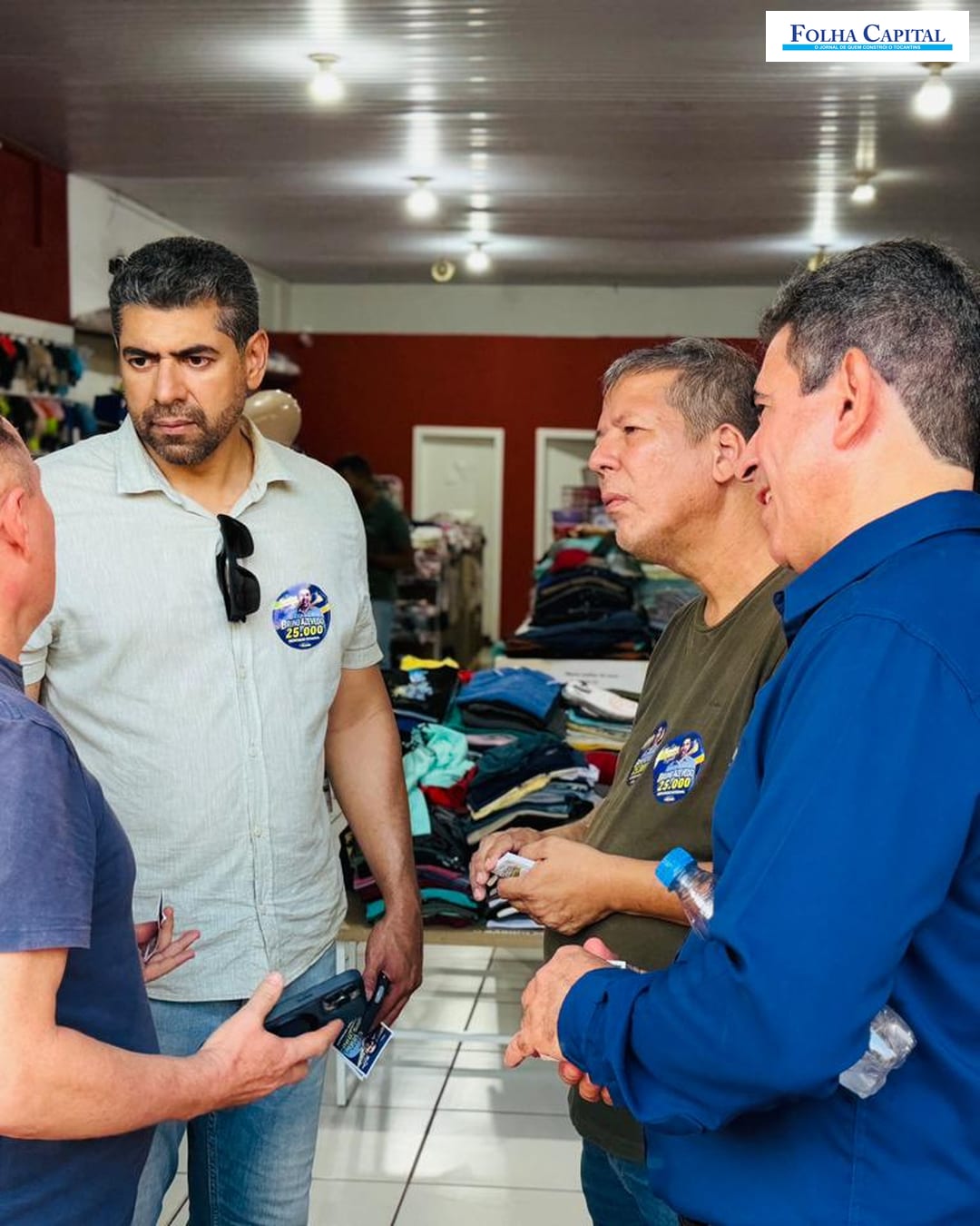 Candidato a deputado estadual, delegado Bruno Azevedo visita comércio de Miranorte e Miracema