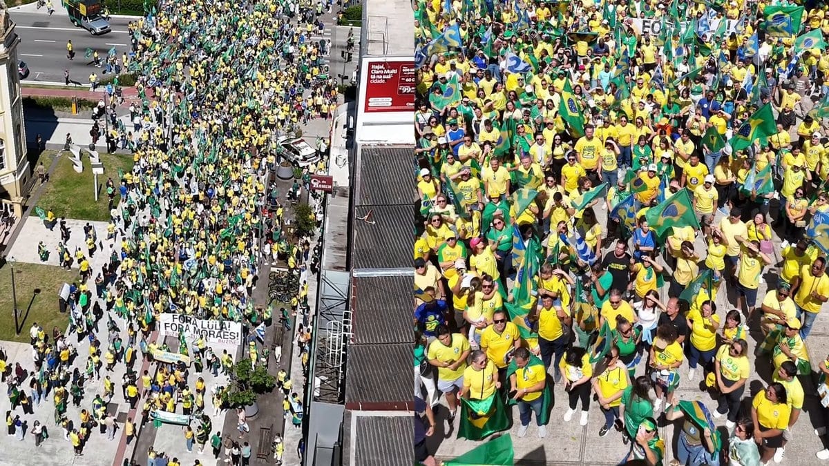 Milhares de apoiadores de Flávio Bolsonaro lotam o Centro de Itajaí