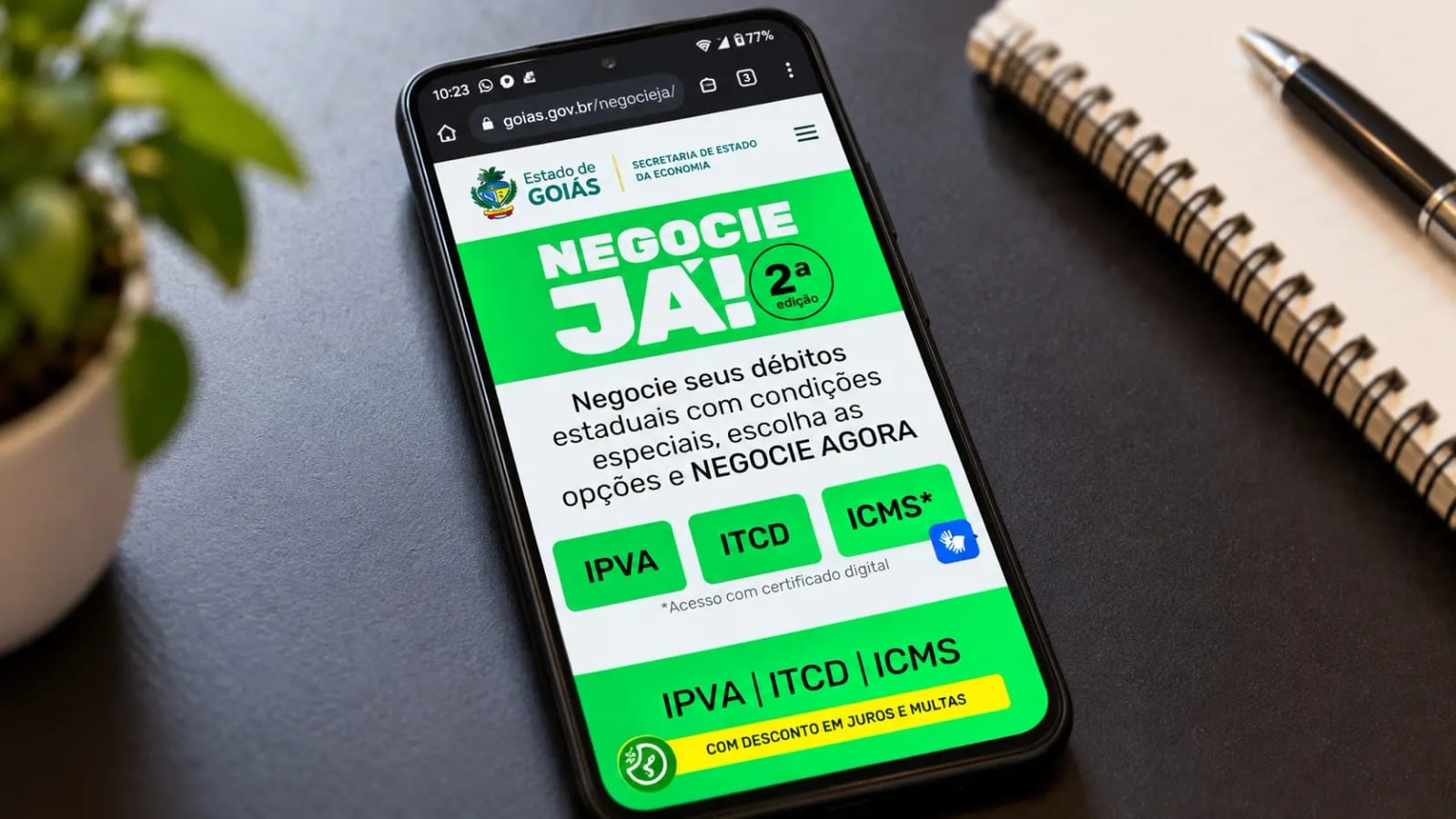 Moradores de Aparecida podem negociar IPVA atrasado com até 99% de desconto em juros e multas