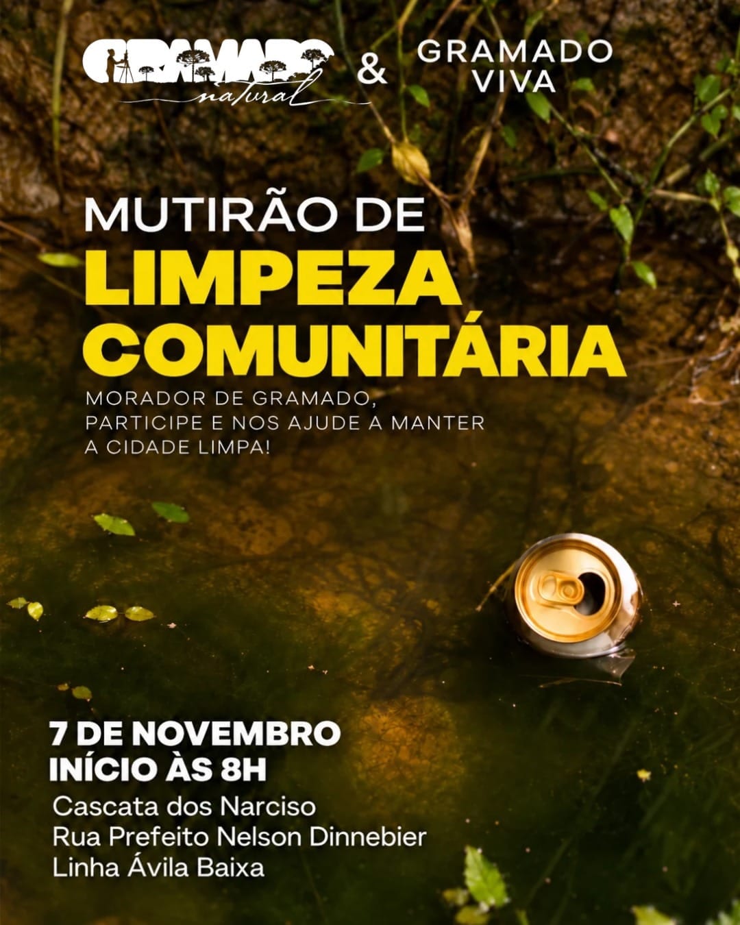 3º Gramado Natural promove mutirão de limpeza na Cascata do Narciso