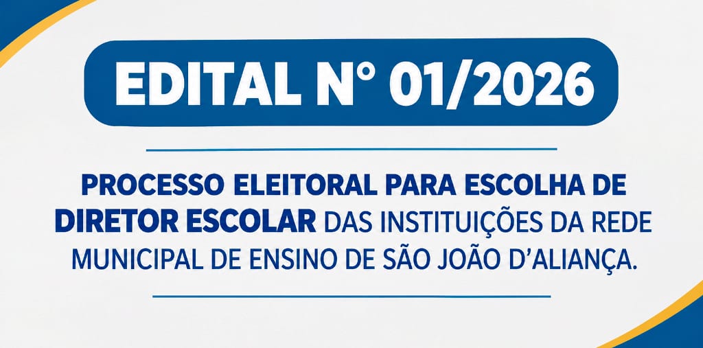 São João D’Aliança abre seleção para diretores escolares; inscrições em setembro e outubro