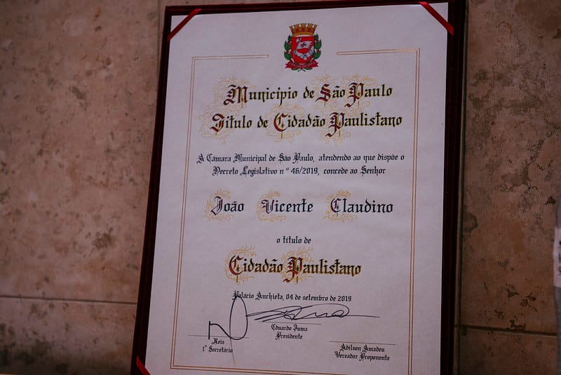 João Vicente Claudino recebe Título de Cidadão Paulistano na Câmara