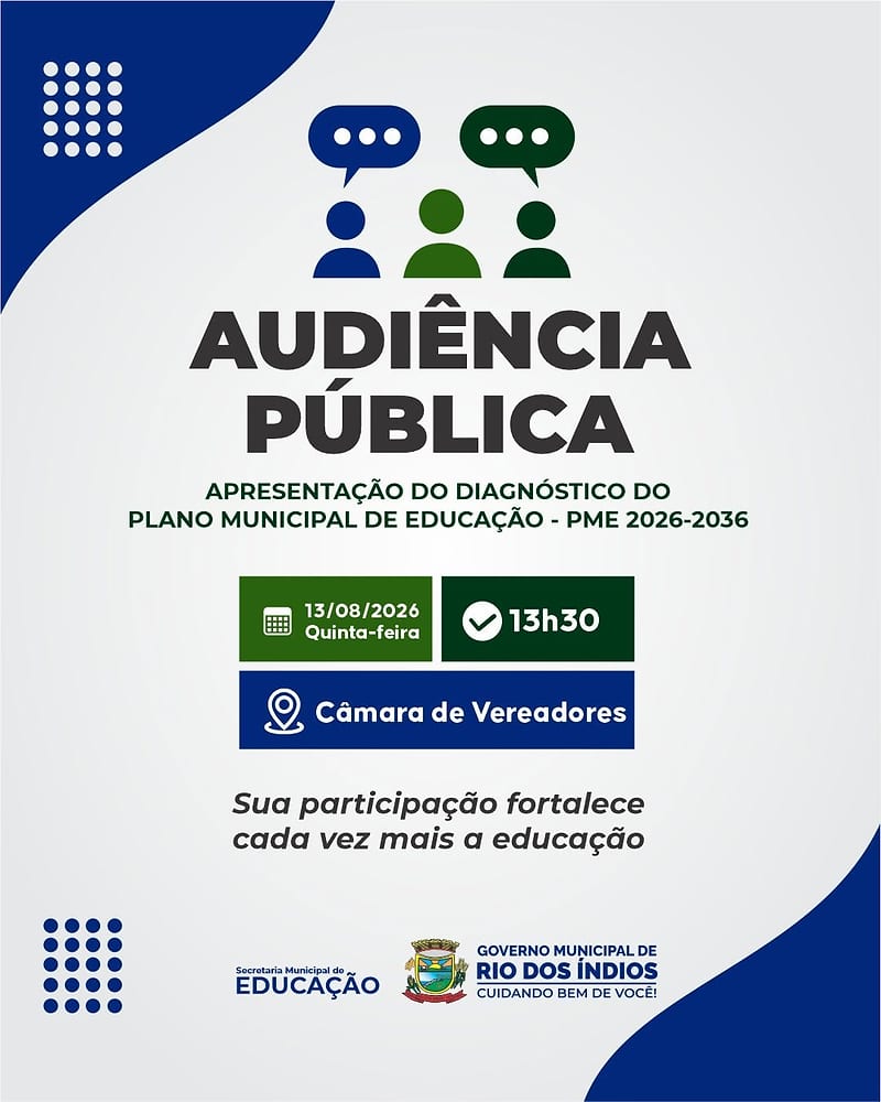 Rio dos Índios faz audiência para apresentar diagnóstico do PME 2026–2036