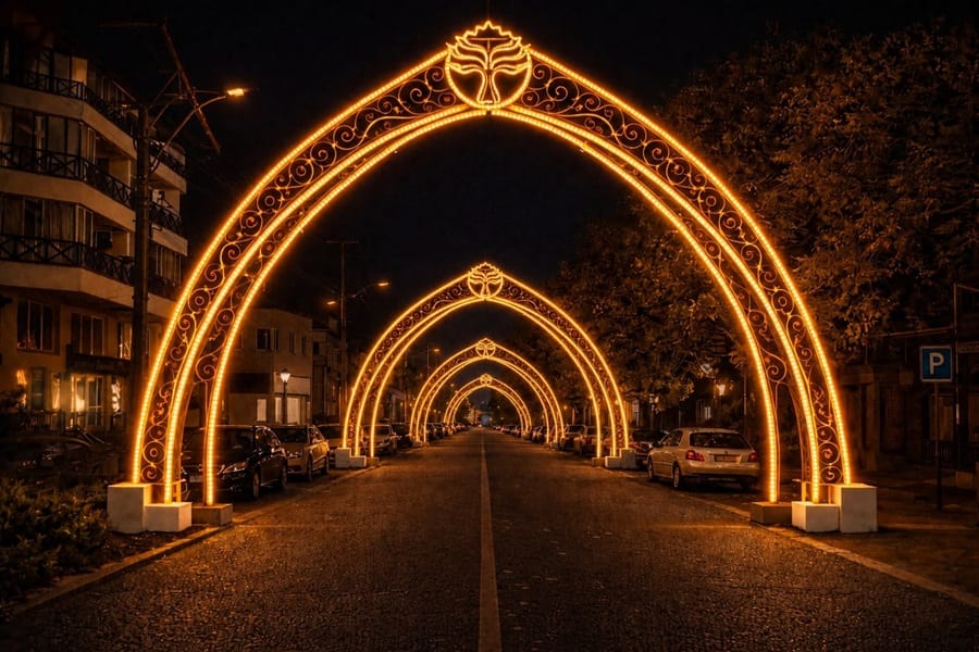 Canela prepara instalação de arcos luminosos para transformar visual da Avenida Osvaldo Aranha