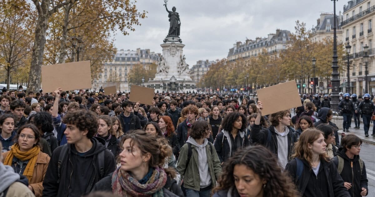 Protesto estudantil na frança termina com detidos e feridos