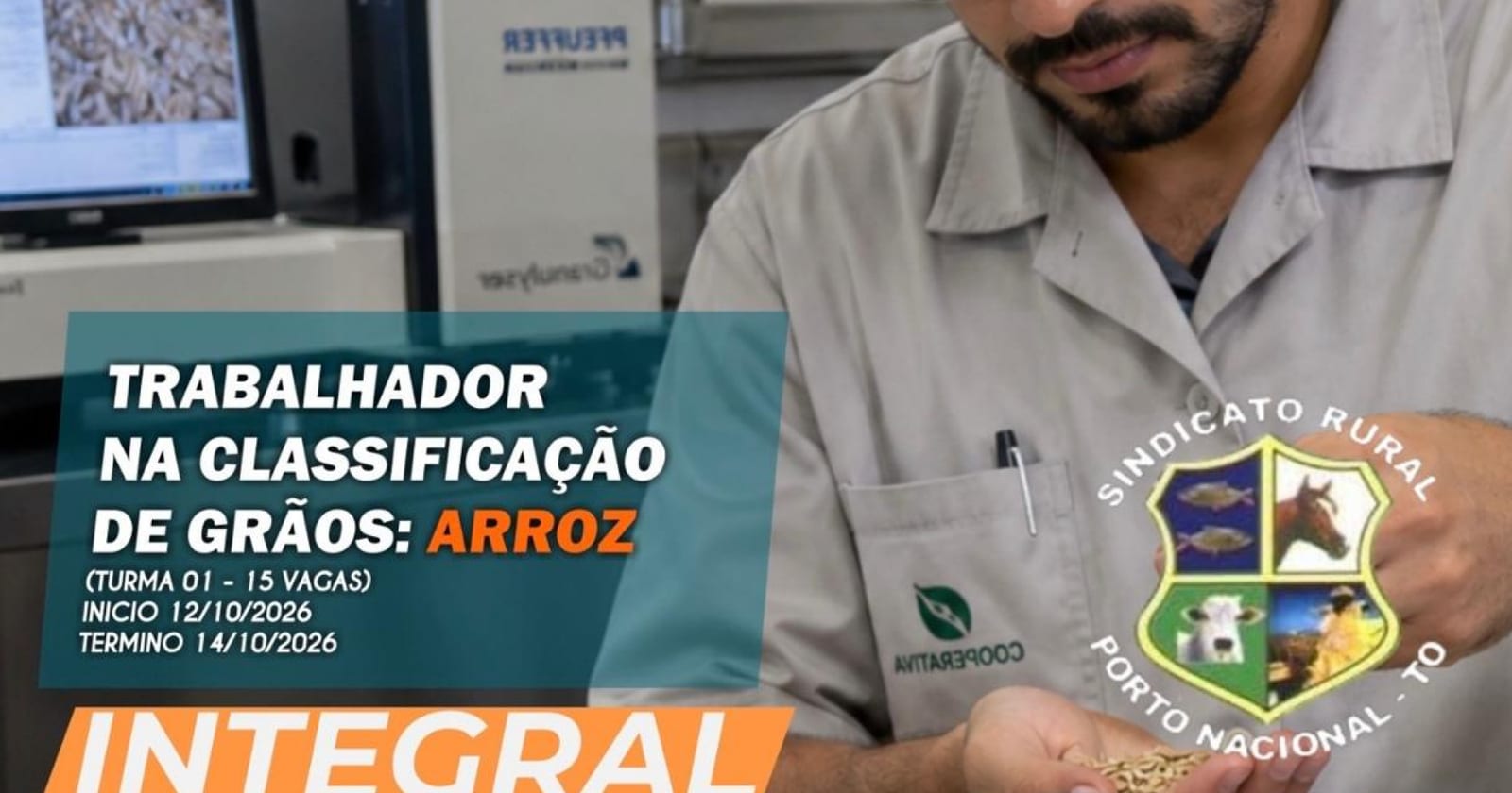 Inscrições abertas: Porto Nacional oferece curso gratuito de classificação de grãos “Arroz”