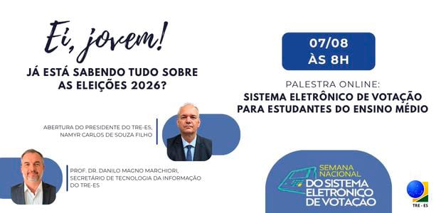 TRE-ES promove palestra sobre urna eletrônica nesta sexta (7), às 8h