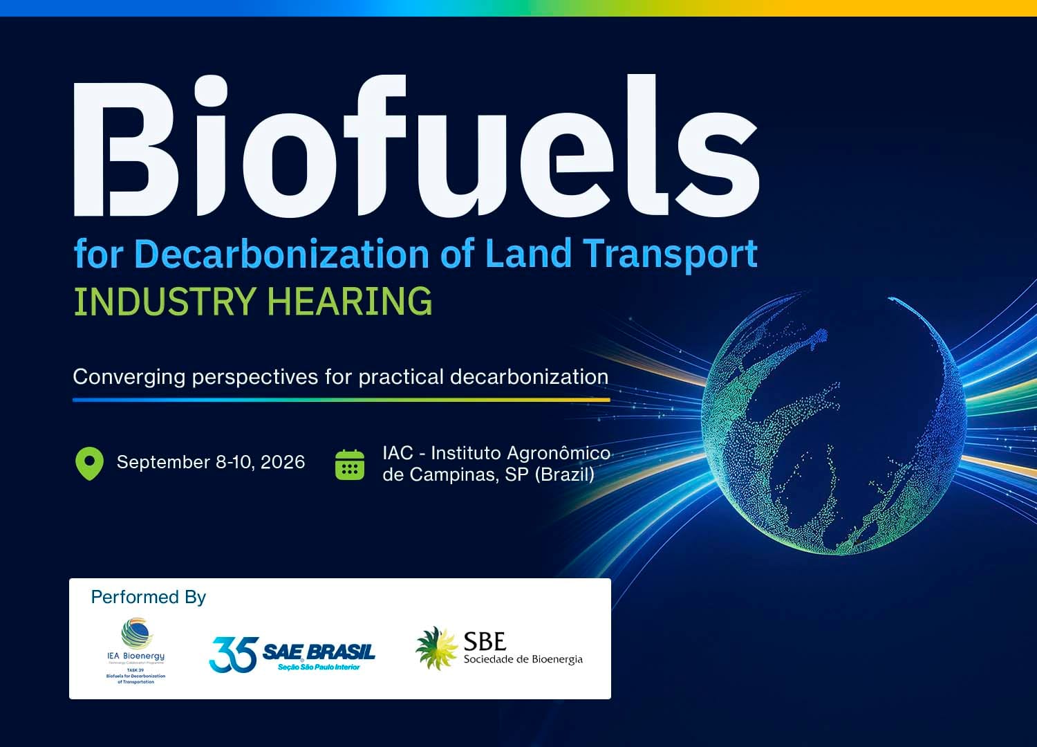 IEA Bioenergy Task 39, SAE BRASIL e SBE realizam encontro internacional sobre biocombustíveis e descarbonização do trans