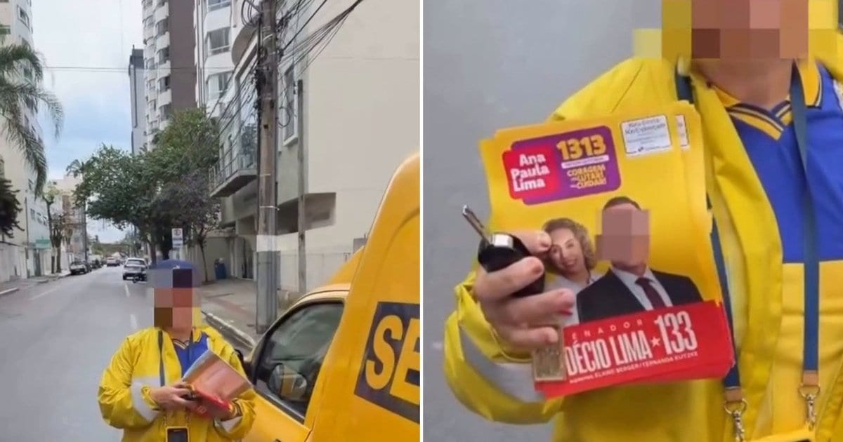 Carteira dos Correios foi filmada entregando panfletos do PT em SC; é legal