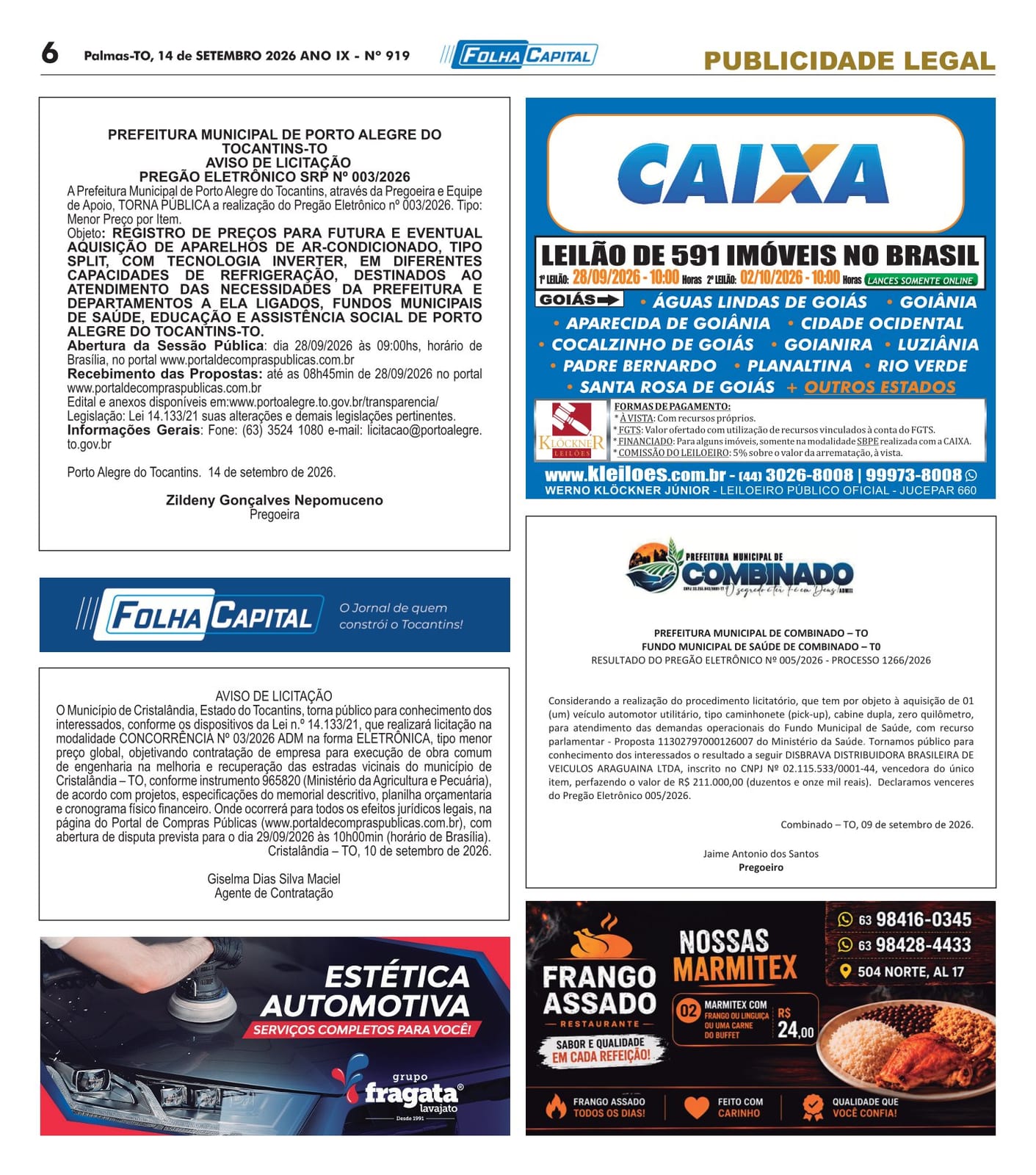 Combinado (TO) compra caminhonete por R$ 211.000 em pregão eletrônico
