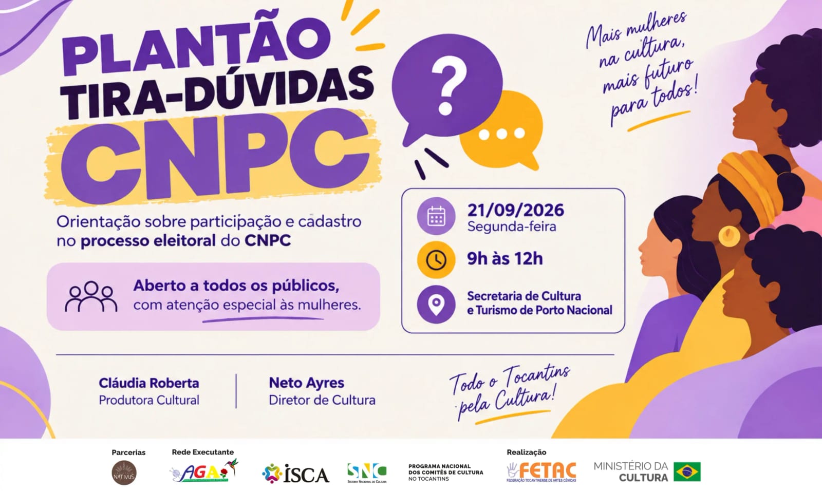 Plantão em Porto Nacional orienta sobre eleição do CNPC nesta segunda
